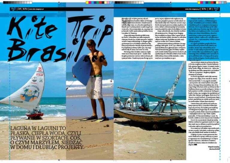 Artykuł o kitesurfingu w Brazylii autorstwa Mariusza Korlaka i Wojtka Straichera opublikowany w magazynie H2O w 2008 roku