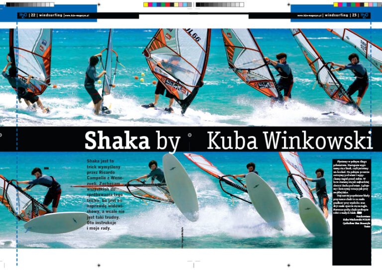 Artykuł o nauce triku windsurfingowego Shaka autorstwa Kuby Winkowskiego opublikowany w magazynie H2O w 2008 roku.